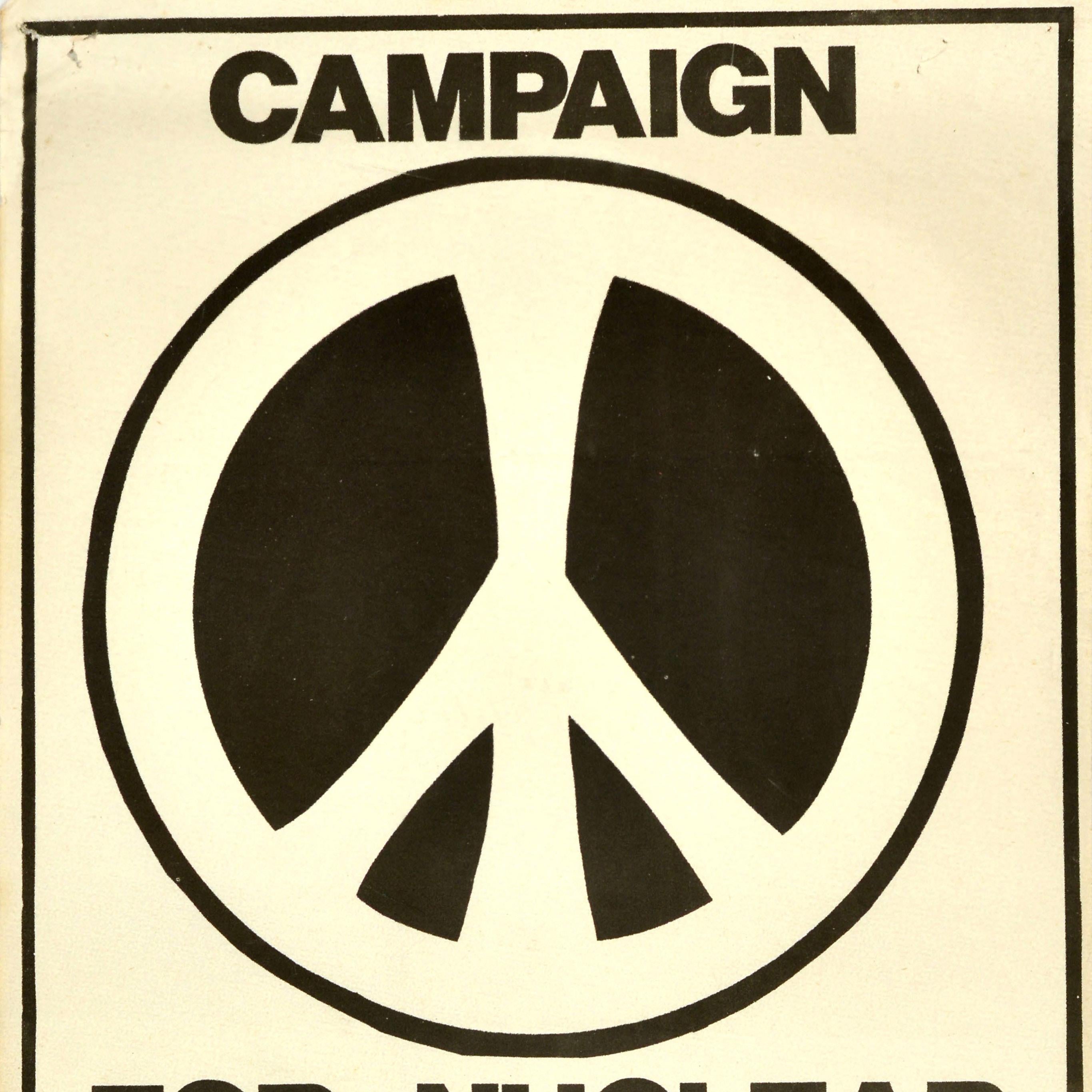 Original Vintage Propaganda Poster Kampagne für nukleare Abrüstung Frieden (Britisch) im Angebot