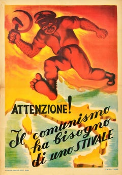 Original Vintage Propaganda Poster Communism Needs A Boot Italian Elections
