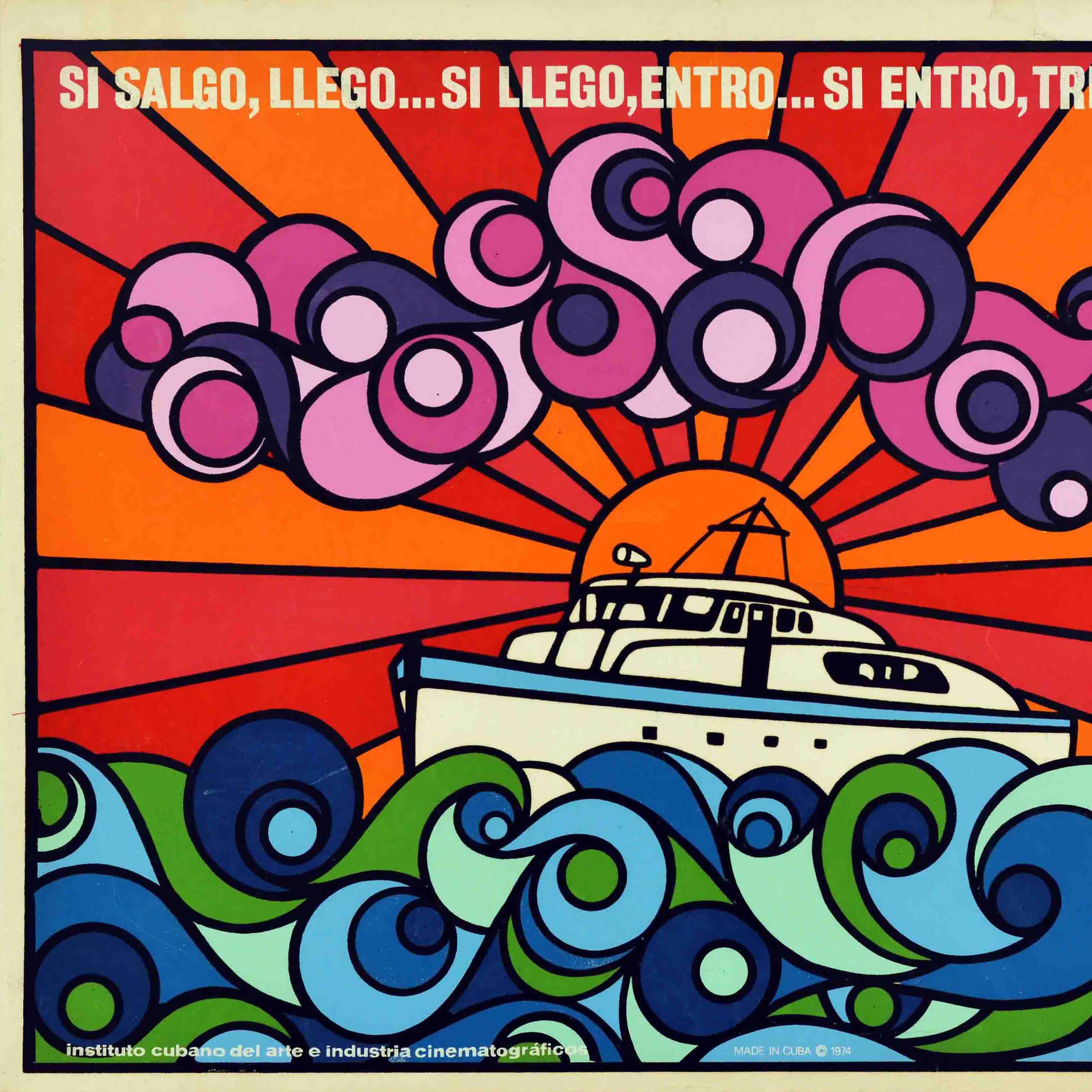 Cubain Affiche de propagande originale de Fidel Castro Granma Yacht Cuba Revolution