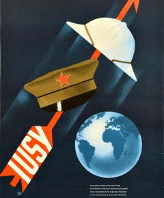 Original Vintage Propaganda Poster International Union Of Socialist Youth IUSY