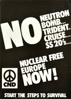 Original Vintage Propaganda Poster Nuclear Free Europe Now Nuclear Disarmament