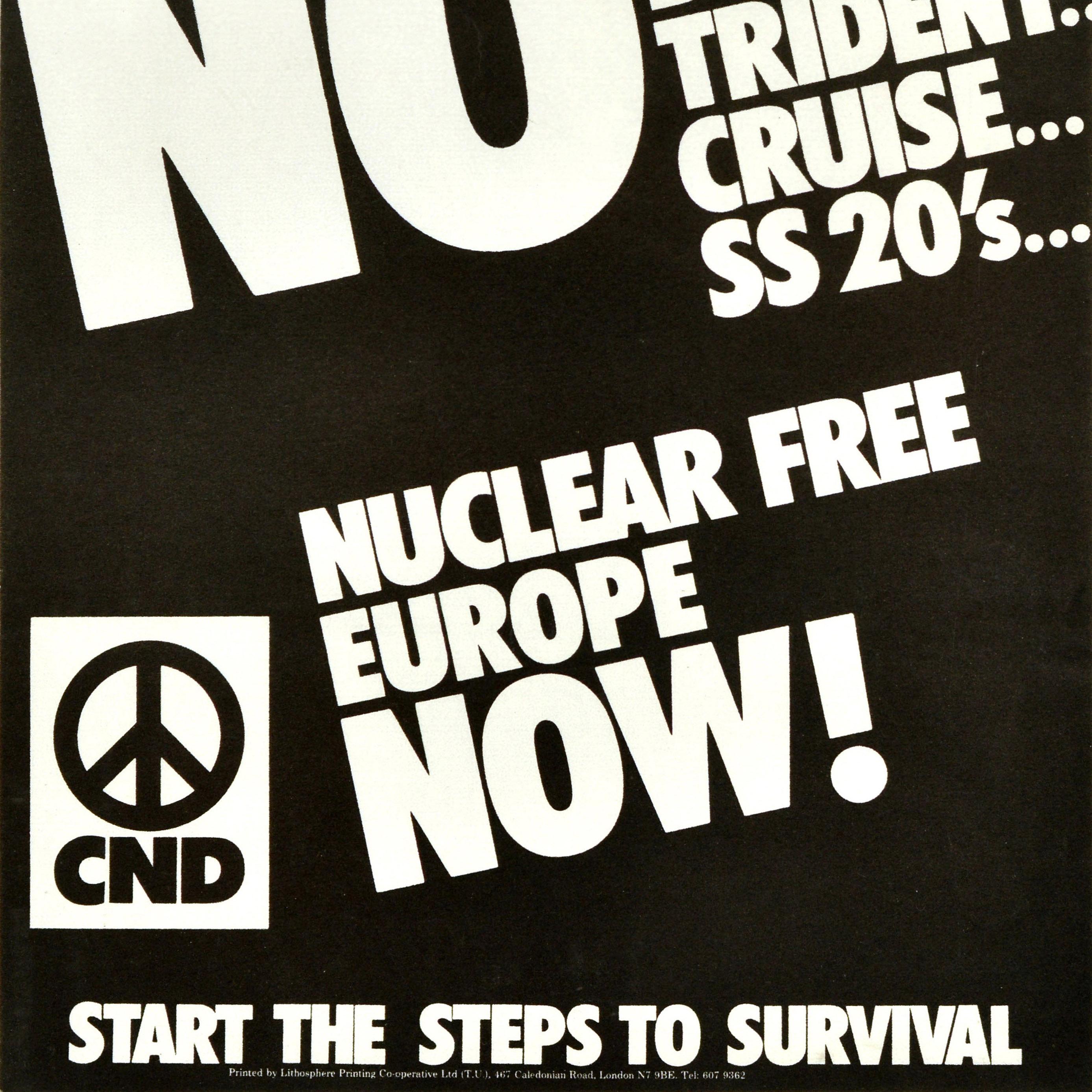 Original Vintage Propaganda-Poster, „Nuclear Free Europe Now“, Nuclear Disarmament, Propaganda (Ende des 20. Jahrhunderts) im Angebot