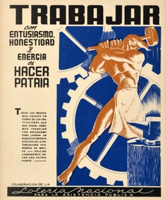 Original Vintage Propaganda Poster Working Enthusiasm Honesty And Energy Mexico