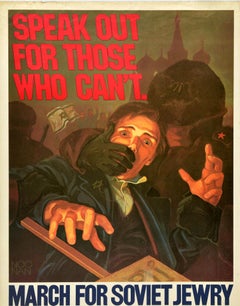 Original Vintage Protest Poster Soviet Jewry March New York Speak Out USSR