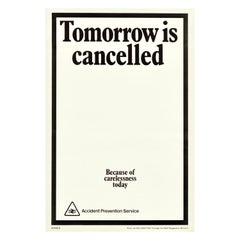 Original Vintage Public Safety Poster Tomorrow Is Cancelled British Railways