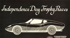 Original Vintage Racing Poster Independence Day Trophy Races Sports Car Club Art