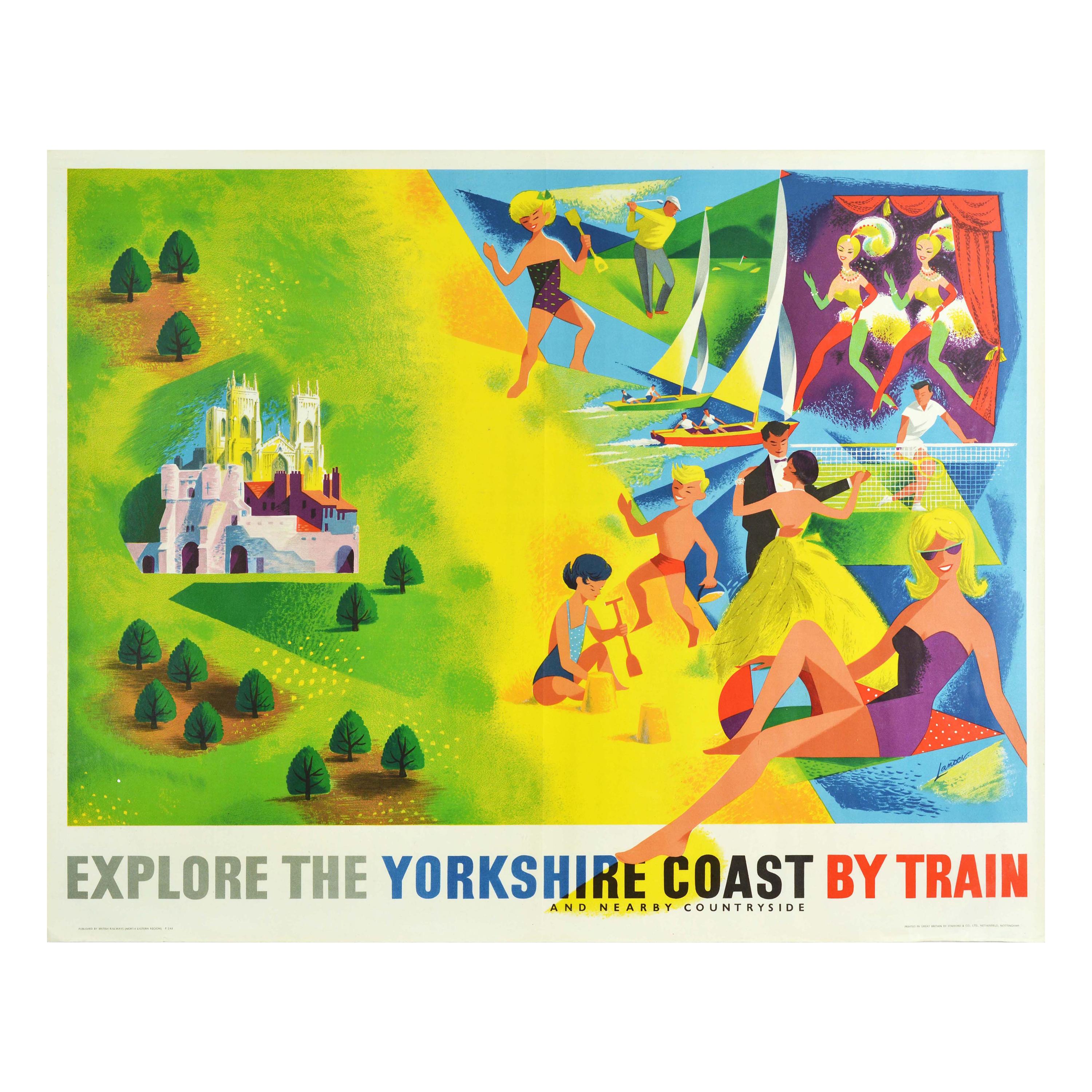 Original Vintage Railway Poster Explore The Yorkshire Coast Countryside By Train For Sale