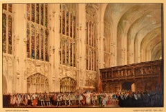 Original Vintage Railway Poster Queen Elizabeth I King's College Cambridge 1564