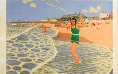 Original Vintage Railway Poster Ramsgate Main Sands Sun Health Fun Coast Travel