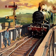 Original Vintage Railway Poster Royal Albert Bridge Saltash Cuneo Devon Cornwall