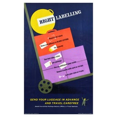 Original Vintage Railway Poster Send Your Luggage In Advance And Travel Carefree