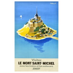 Original Retro Railway Poster Visitez Le Mont Saint Michel SNCF Train Travel