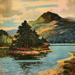 Original Vintage Railway Train Travel Poster Scotland By LMS The Trossachs Loch