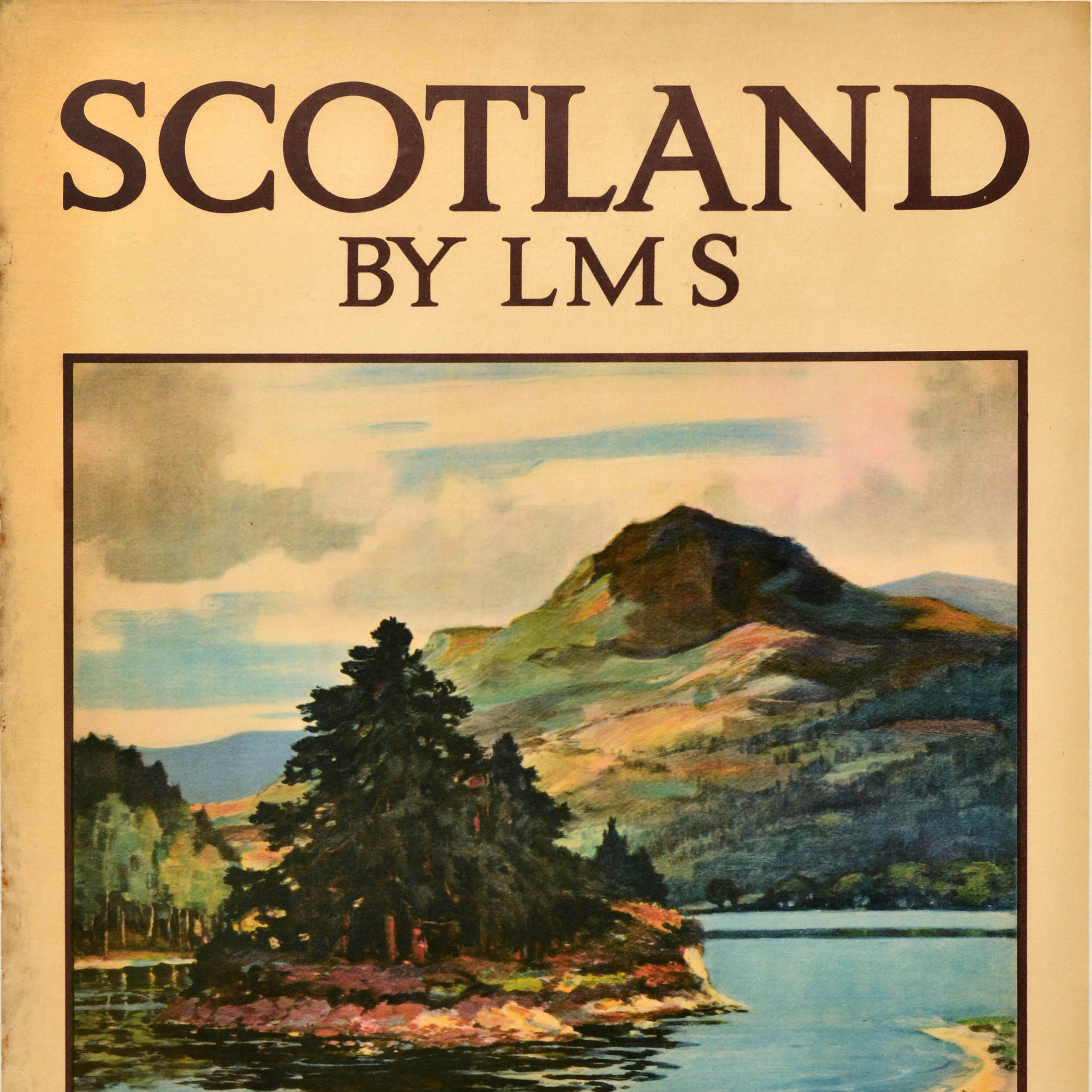 Britannico Poster originale d'epoca per il viaggio in treno in Scozia della LMS Il Trossachs Loch in vendita