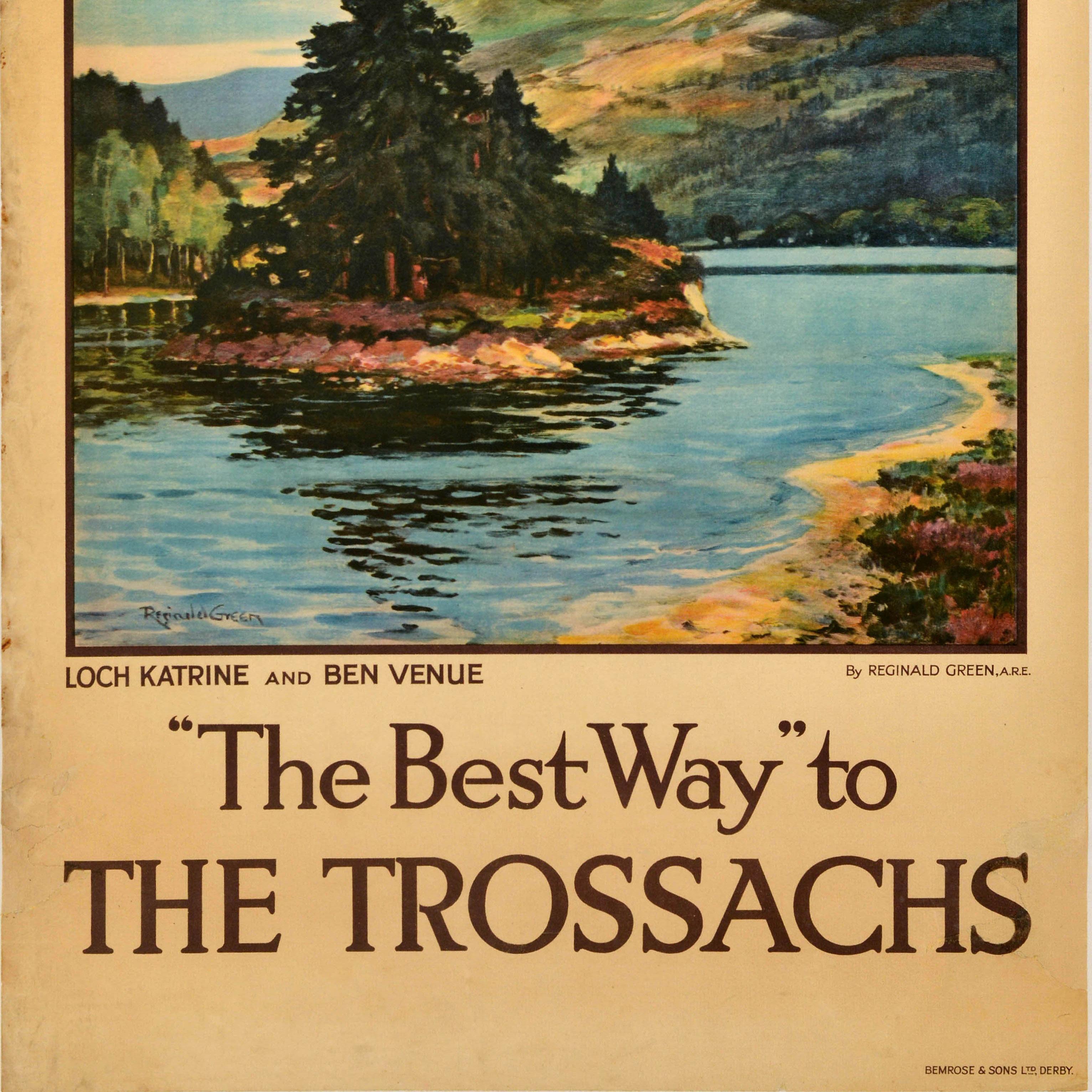 Poster originale d'epoca per il viaggio in treno in Scozia della LMS Il Trossachs Loch In condizioni discrete in vendita a London, GB
