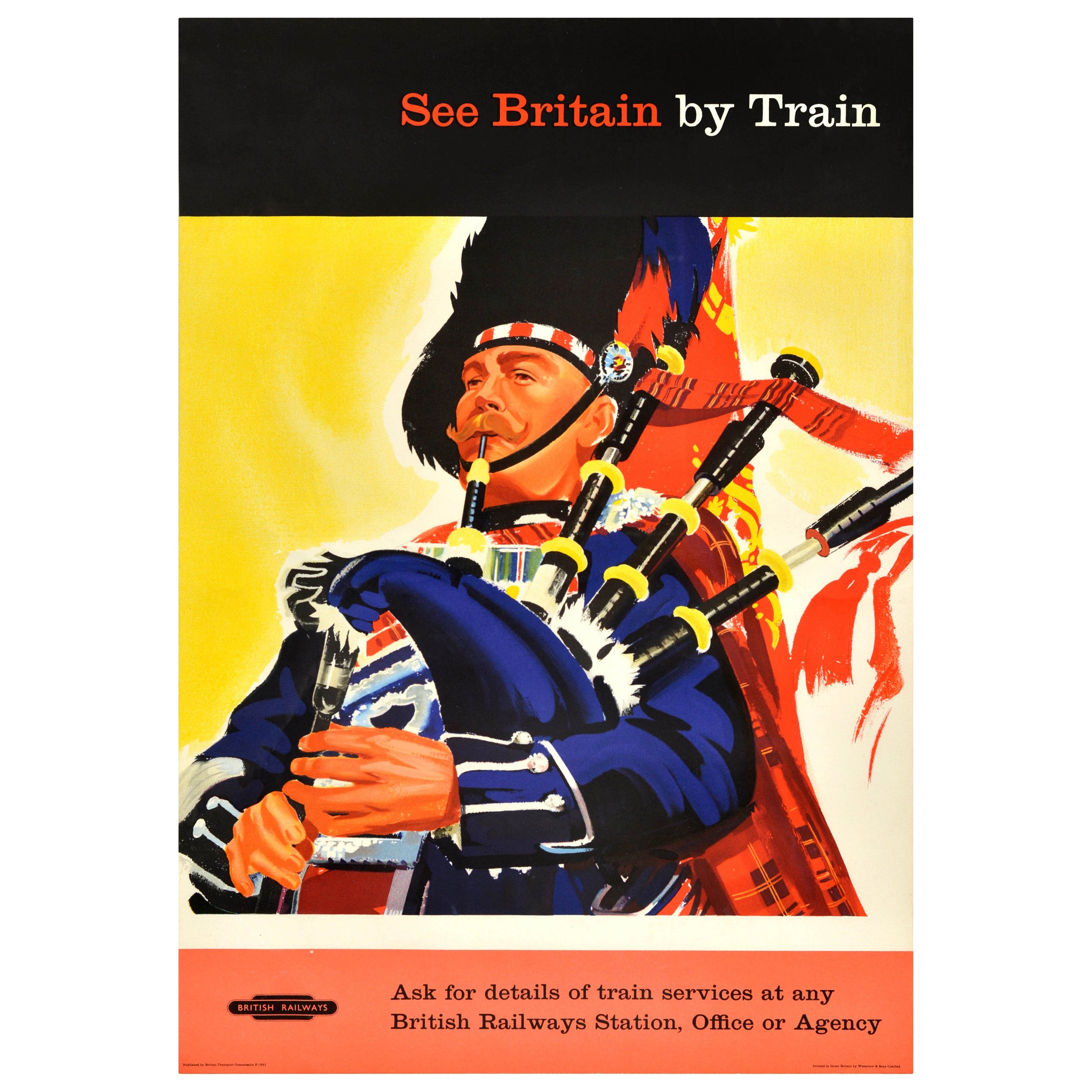 Original-Vintage-Werbeplakat für Eisenbahnreisen, See Britain By Train, Schottland