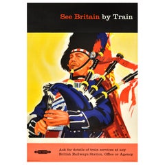 Original-Vintage-Werbeplakat für Eisenbahnreisen, See Britain By Train, Schottland