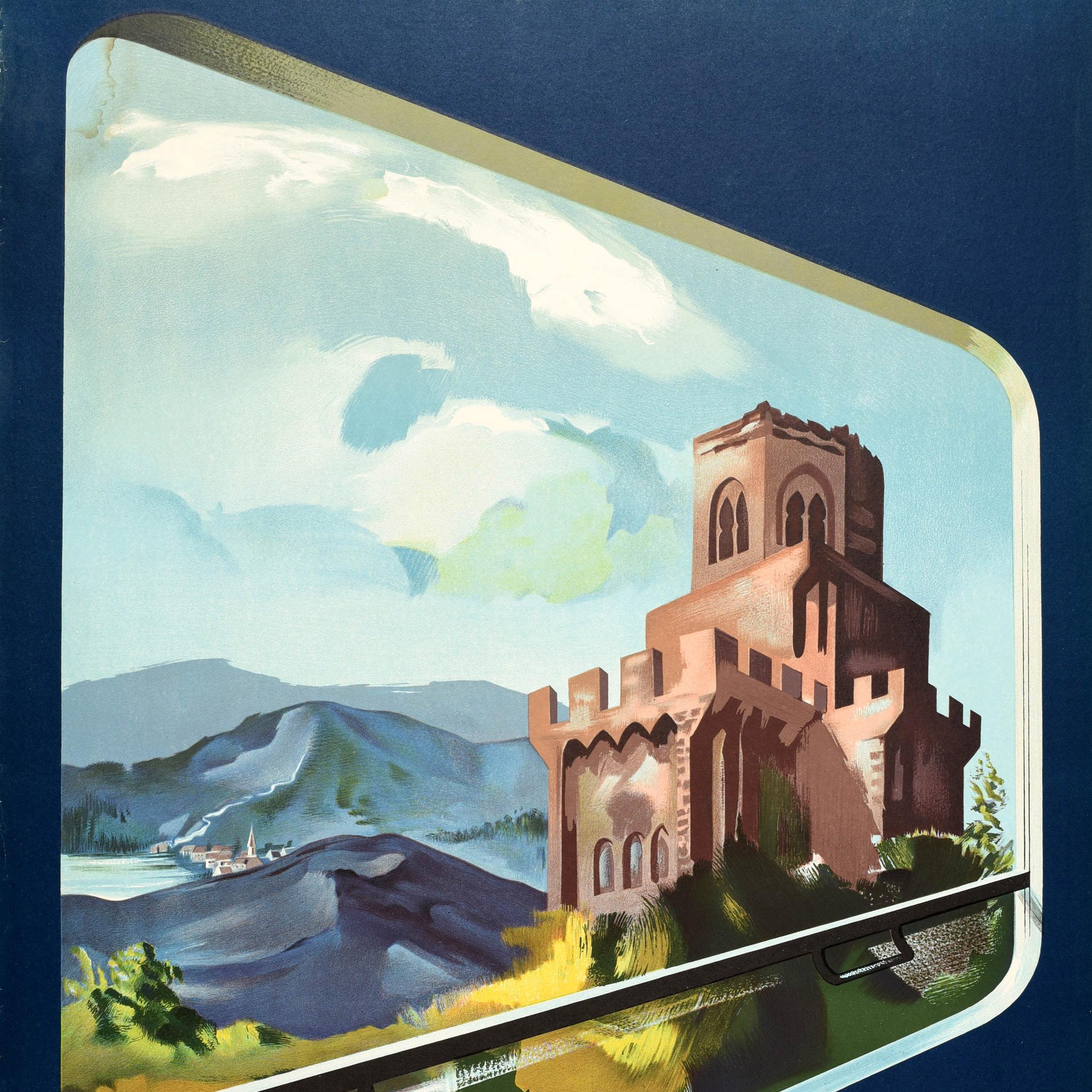 Français Original Vintage Railway Travel Poster Auvergne Visit France SNCF Rhone Alps Art en vente