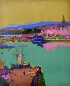Original Vintage Railway Travel poster Berwick Upon Tweed Northumberland LNER