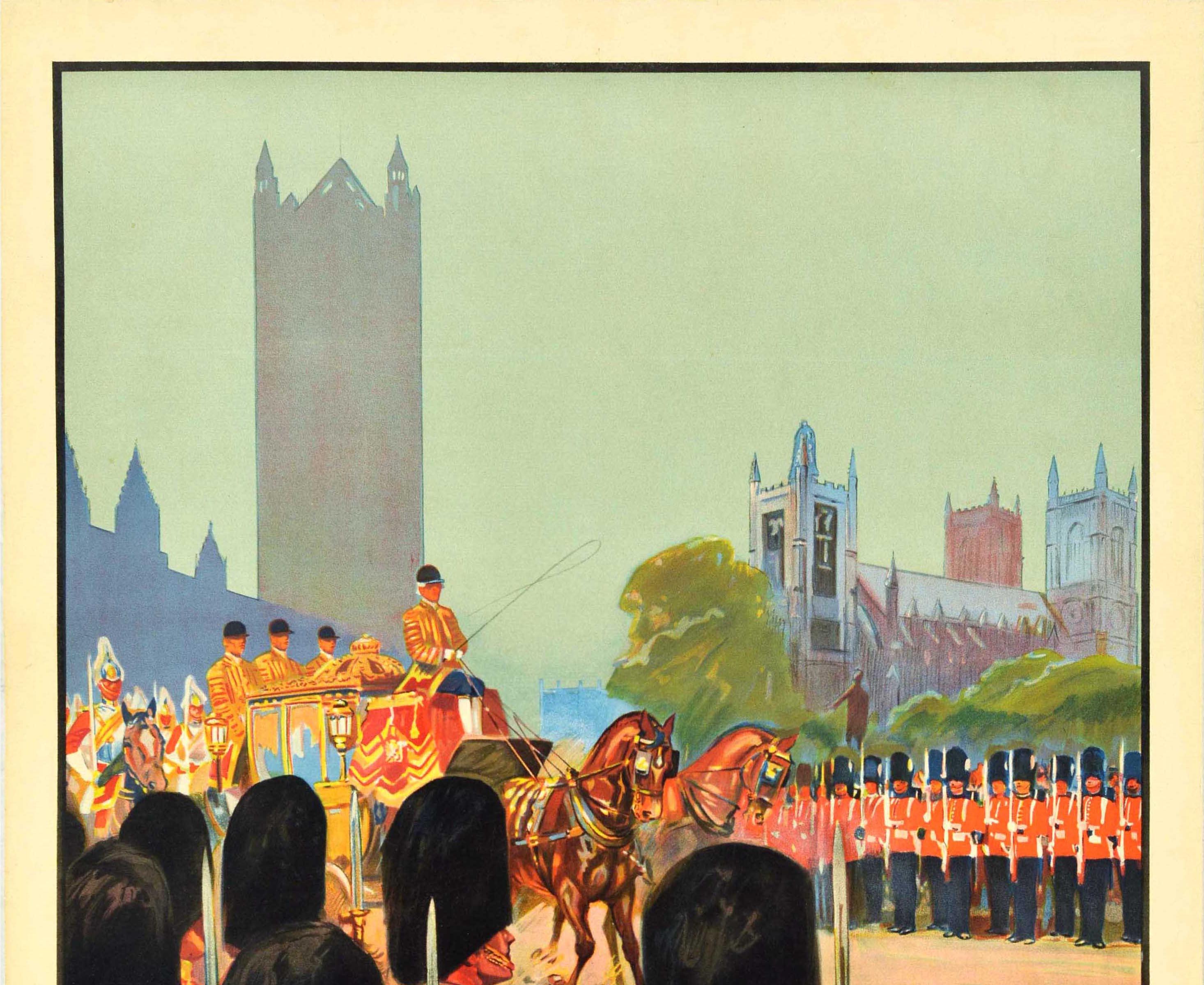 Français Affiche rétro originale de voyage en chemin de fer, Angleterre, Southern Railway, Gardes royales en vente