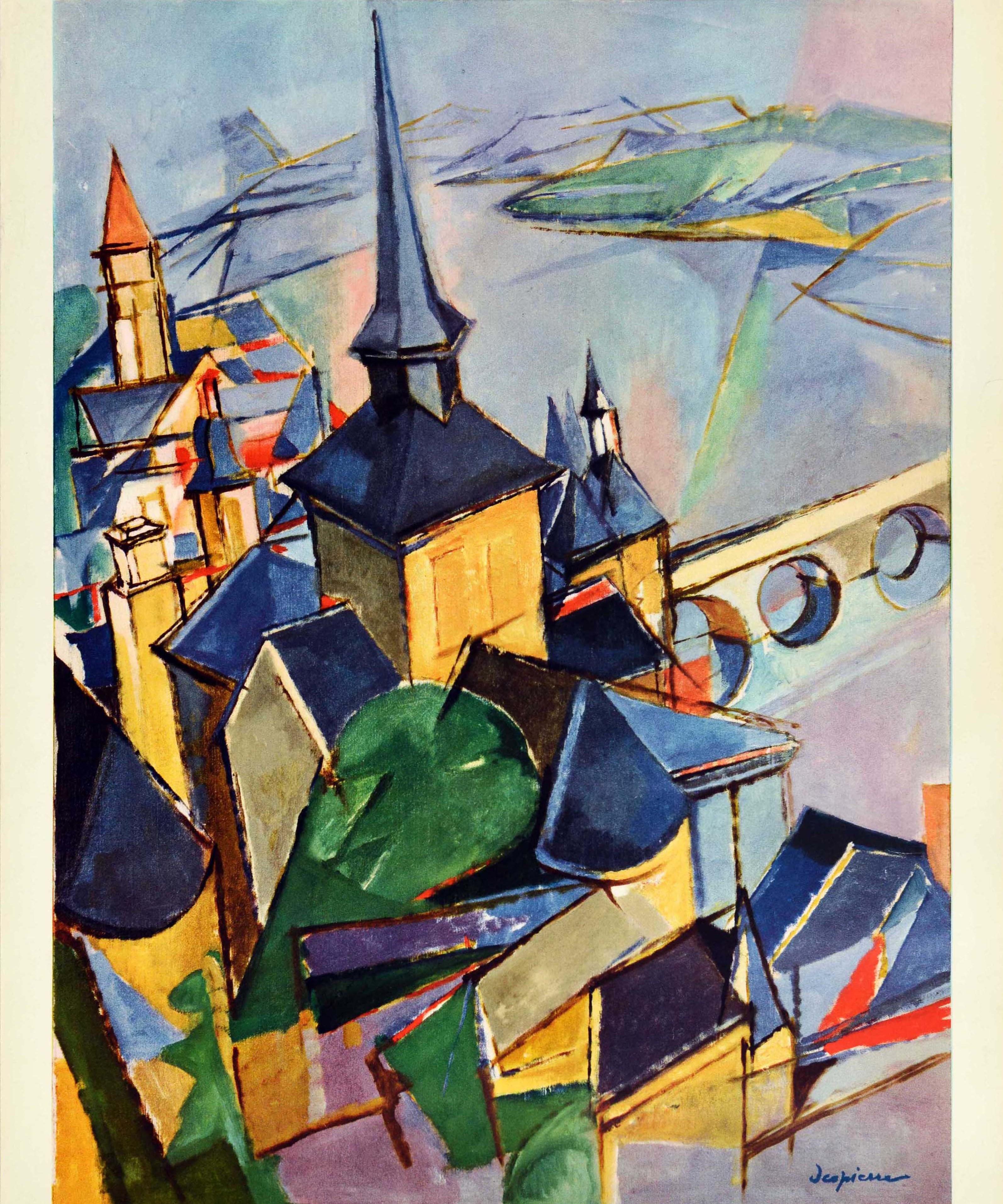 French Original Vintage Railway Travel Poster France Loire Valley River Cubist Painting