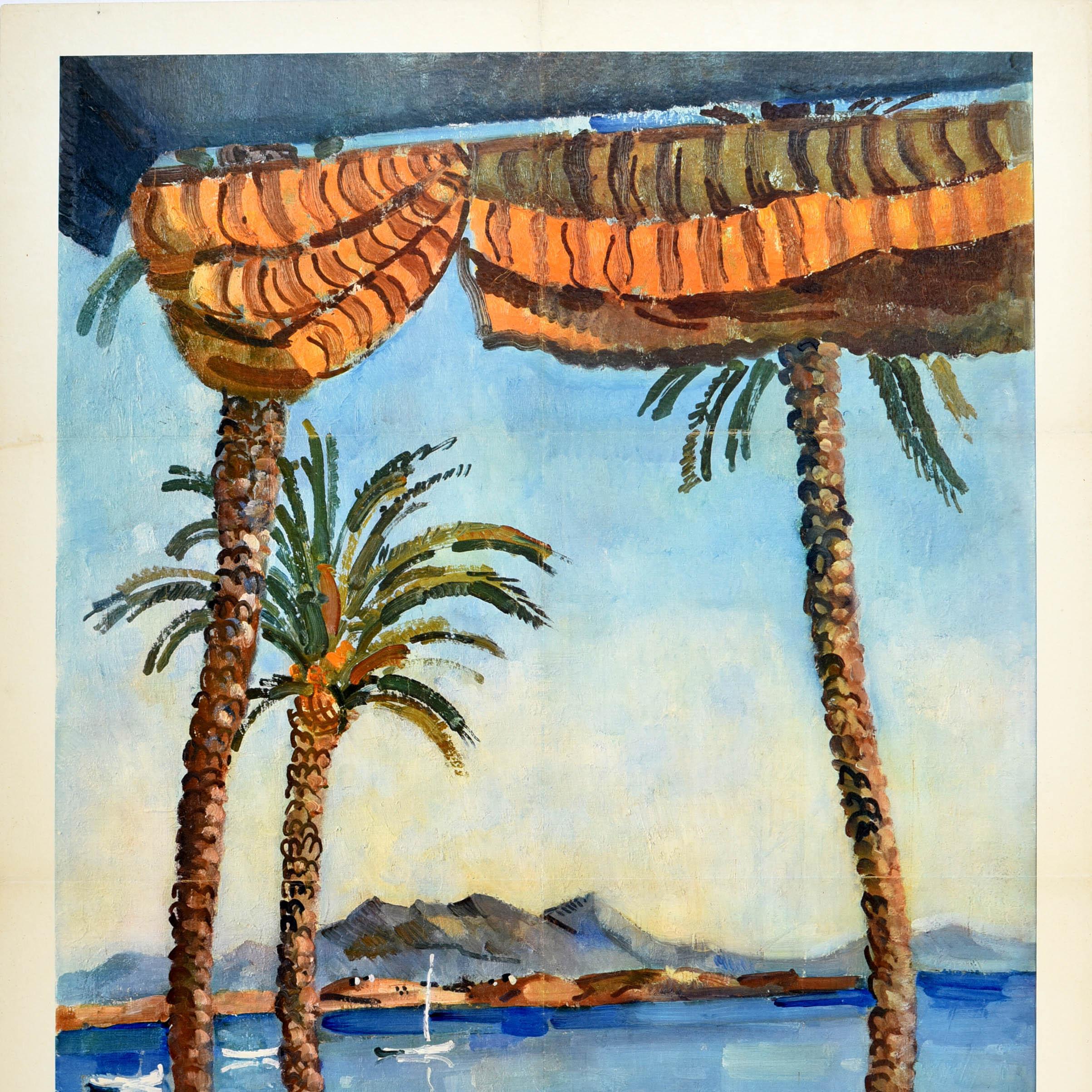 Original Vintage Railway Travel Poster French Riviera Cote d'Azur Ceria SNCF Art In Fair Condition For Sale In London, GB