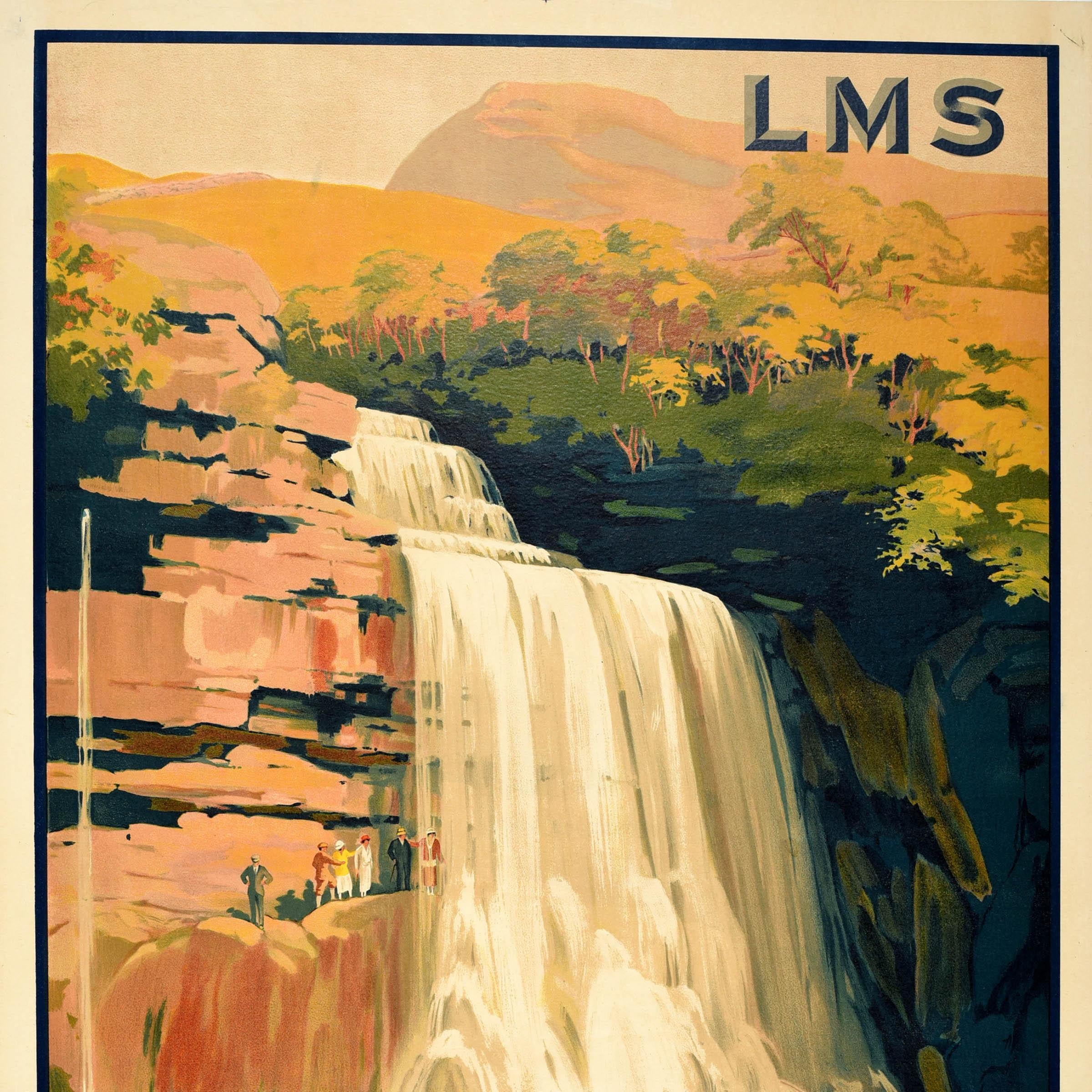 British Original Vintage Railway Travel Poster Ingleton Land Of Waterfalls LMS Whatley For Sale
