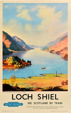 Original Vintage Railway Travel Poster Loch Shiel Scotland By Train MacLeod
