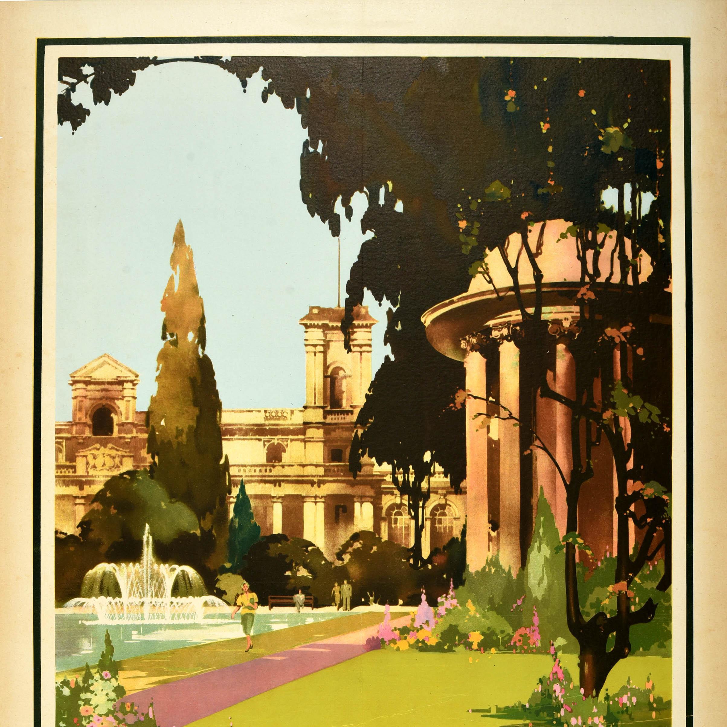 Britannique Affiche de voyage vintage d'origine Royal Leamington Spa avec boucle Claude Henry en vente