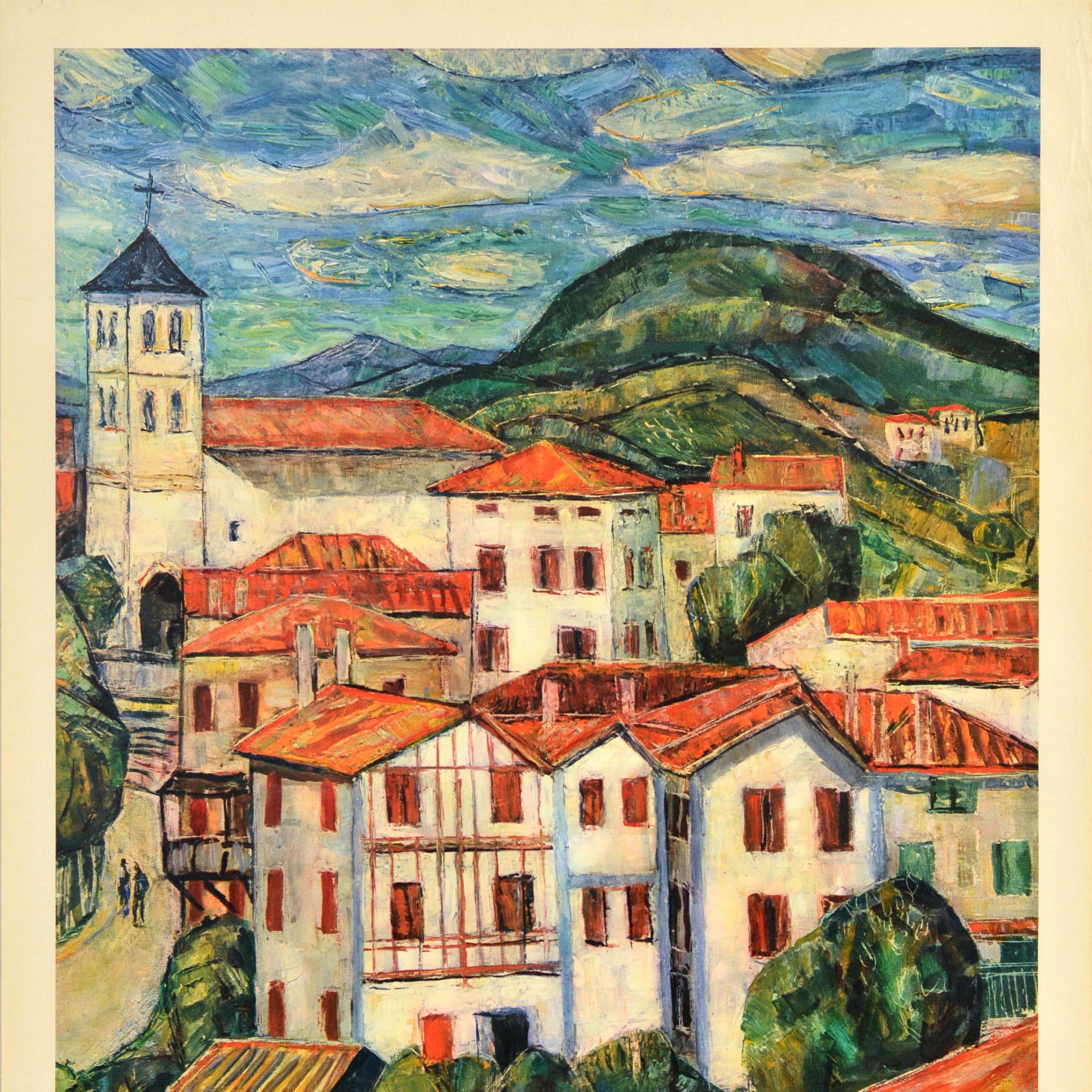 French Original Vintage Railway Travel PosterBasque Country France SNCF Auguste Durel For Sale