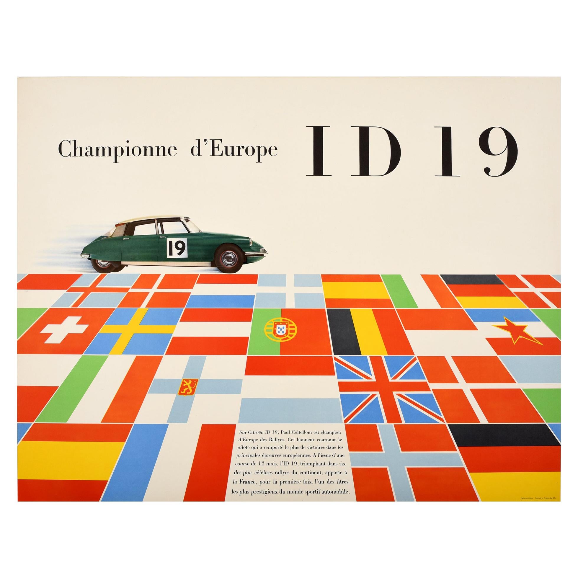 Original Vintage Rally Car Racing Sport Poster Citroen Championne d'Europe ID19