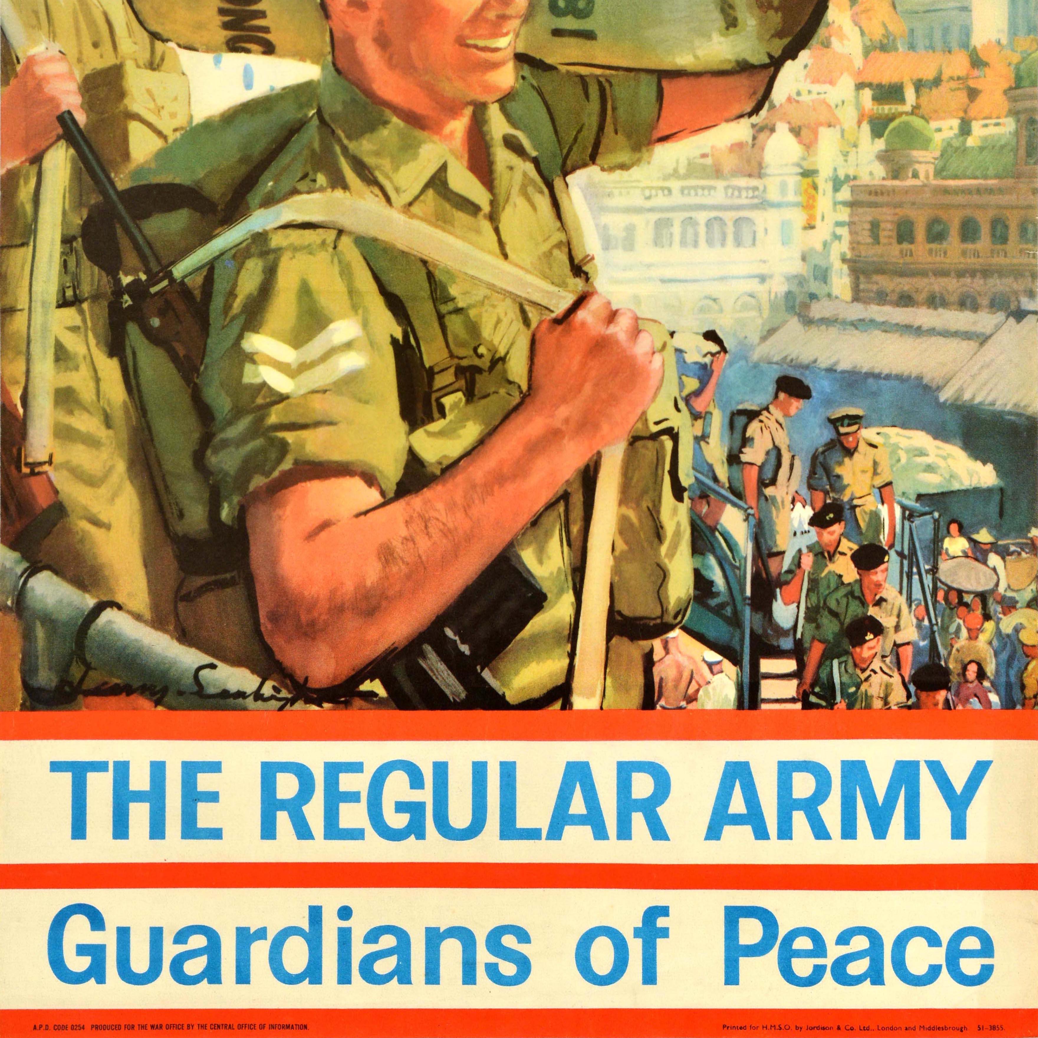 Affiche de recrutement originale de l'armée régulière Gardiens de la paix Hong Kong Bon état - En vente à London, GB