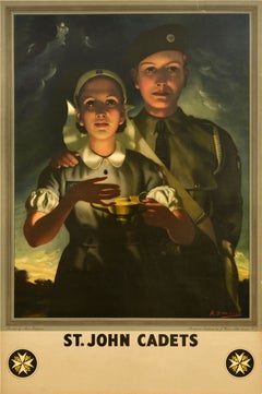 Original Vintage Recruitment Poster St John Cadets Ambulance Brigade Zinkeisen