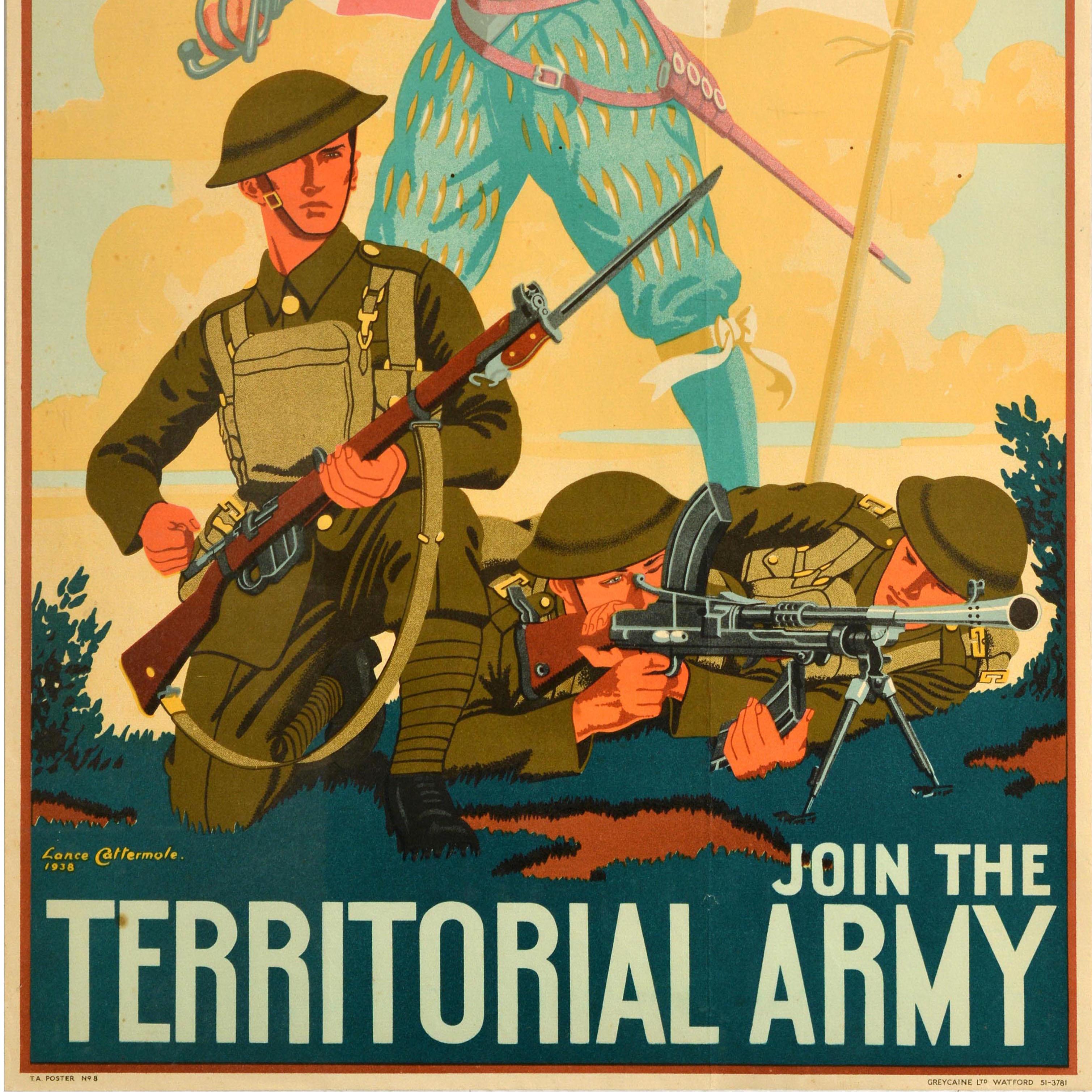 Original Vintage Recruitment Poster Territorial Army For England And Freedom UK In Fair Condition For Sale In London, GB