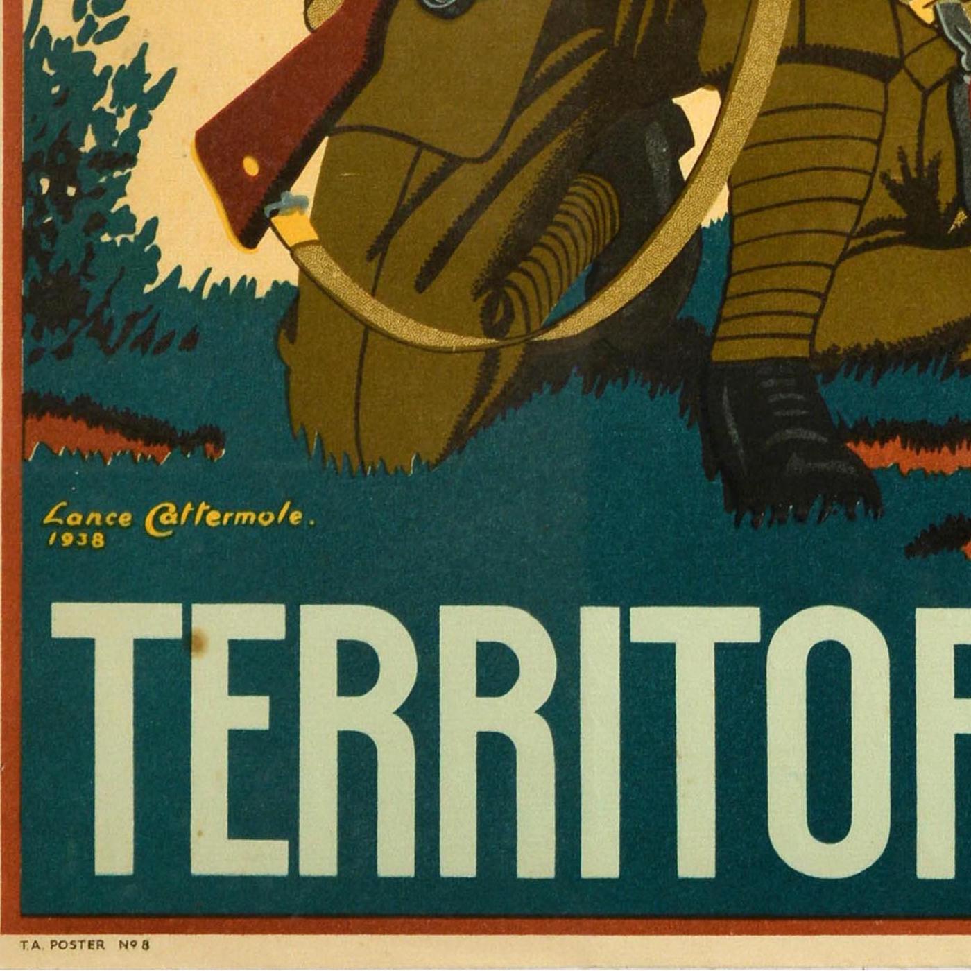 Mid-20th Century Original Vintage Recruitment Poster Territorial Army For England And Freedom UK For Sale