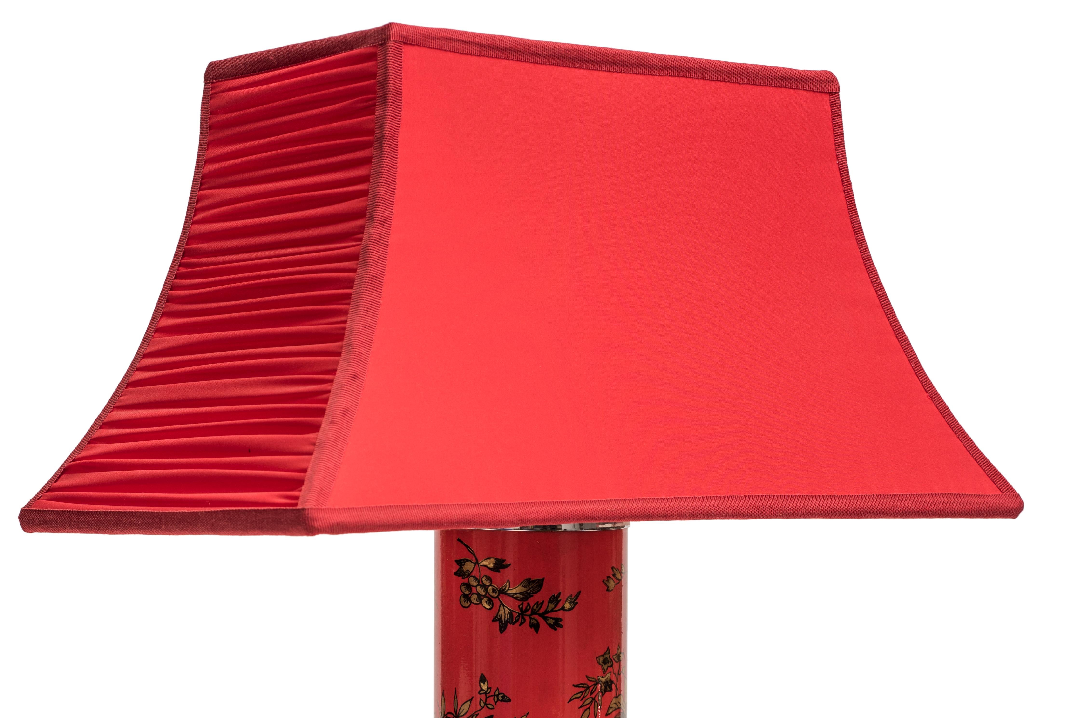 Italian Original Vintage Red Lamp by Piero Fornasetti, 1960s