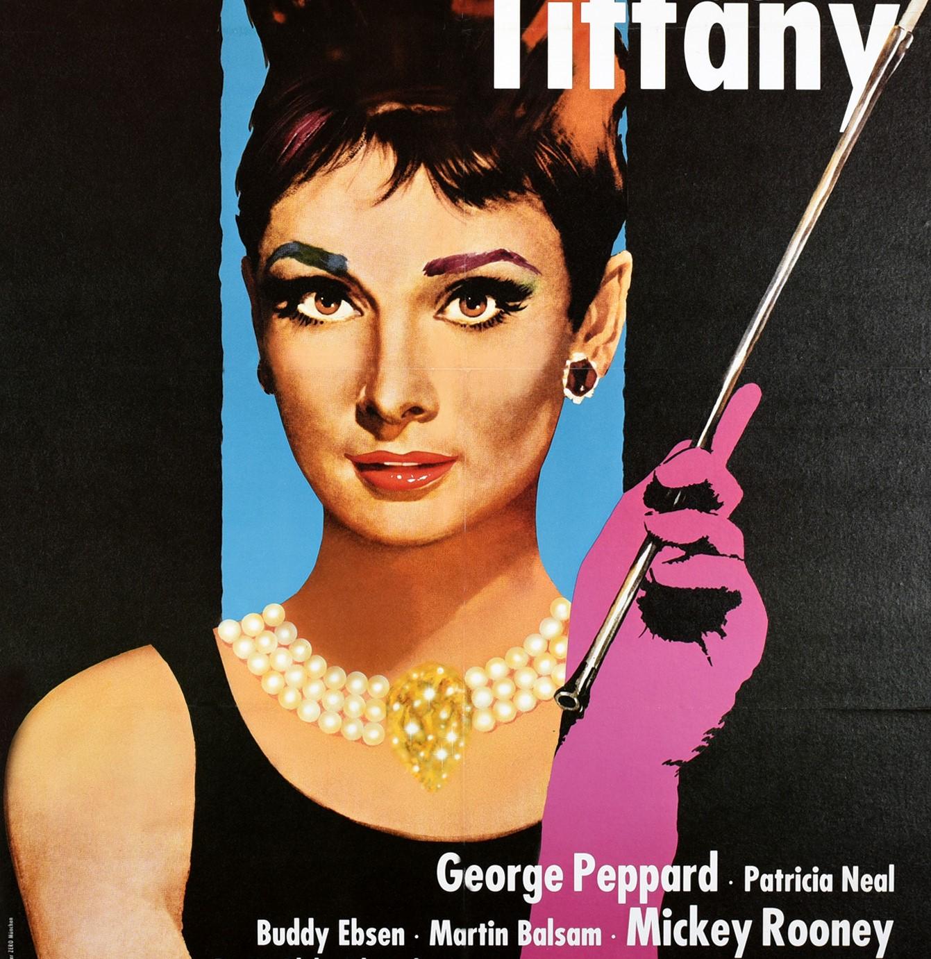 Allemand Réédition d'affiche vintage d'origine du film avec Audrey Hepburn dans Breakfast At Tiffany's en vente