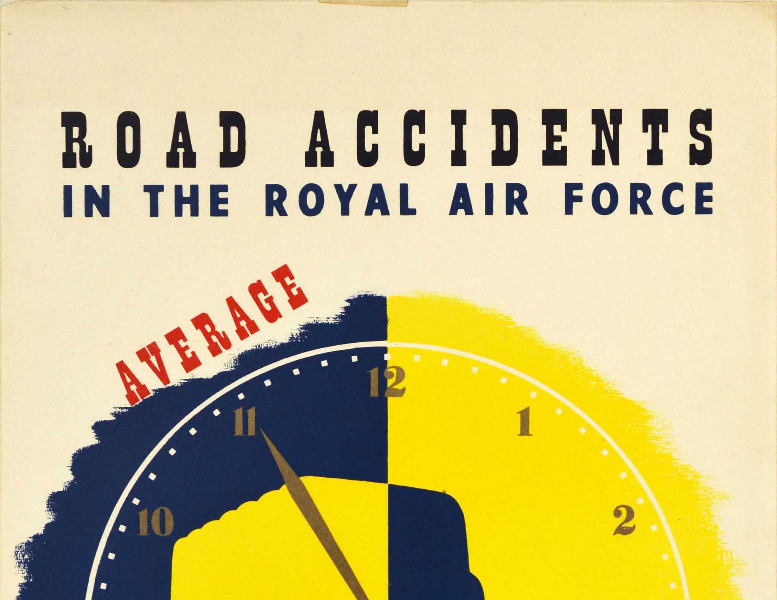 Britannique Affiche rétro originale de sécurité routière, accidents liés à la route, Royal Air Force, RAF Military en vente