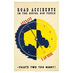 Original-Vintage-road-Sicherheitsplakat „ Road accidents“, Royal Air Force, RAF Military