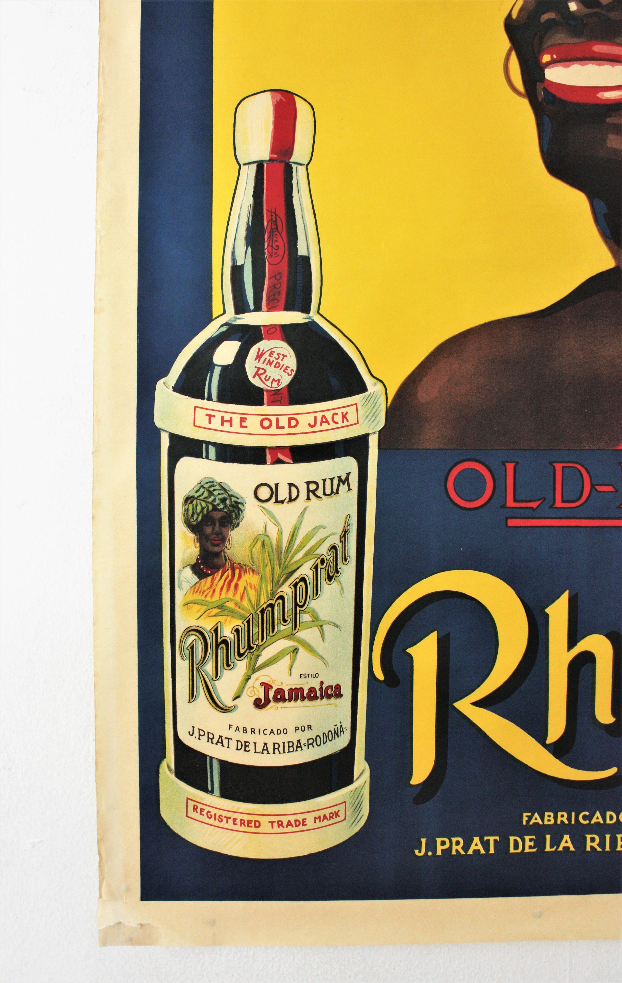 Affiche publicitaire originale vintage Rum Rhumprat Old Jack, années 1920 en vente 3