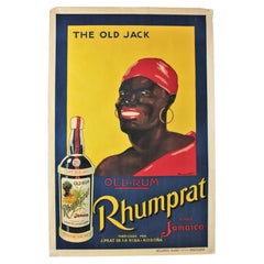 Original Vintage Rum Rhumprat Old Jack Advertising Poster, 1920s