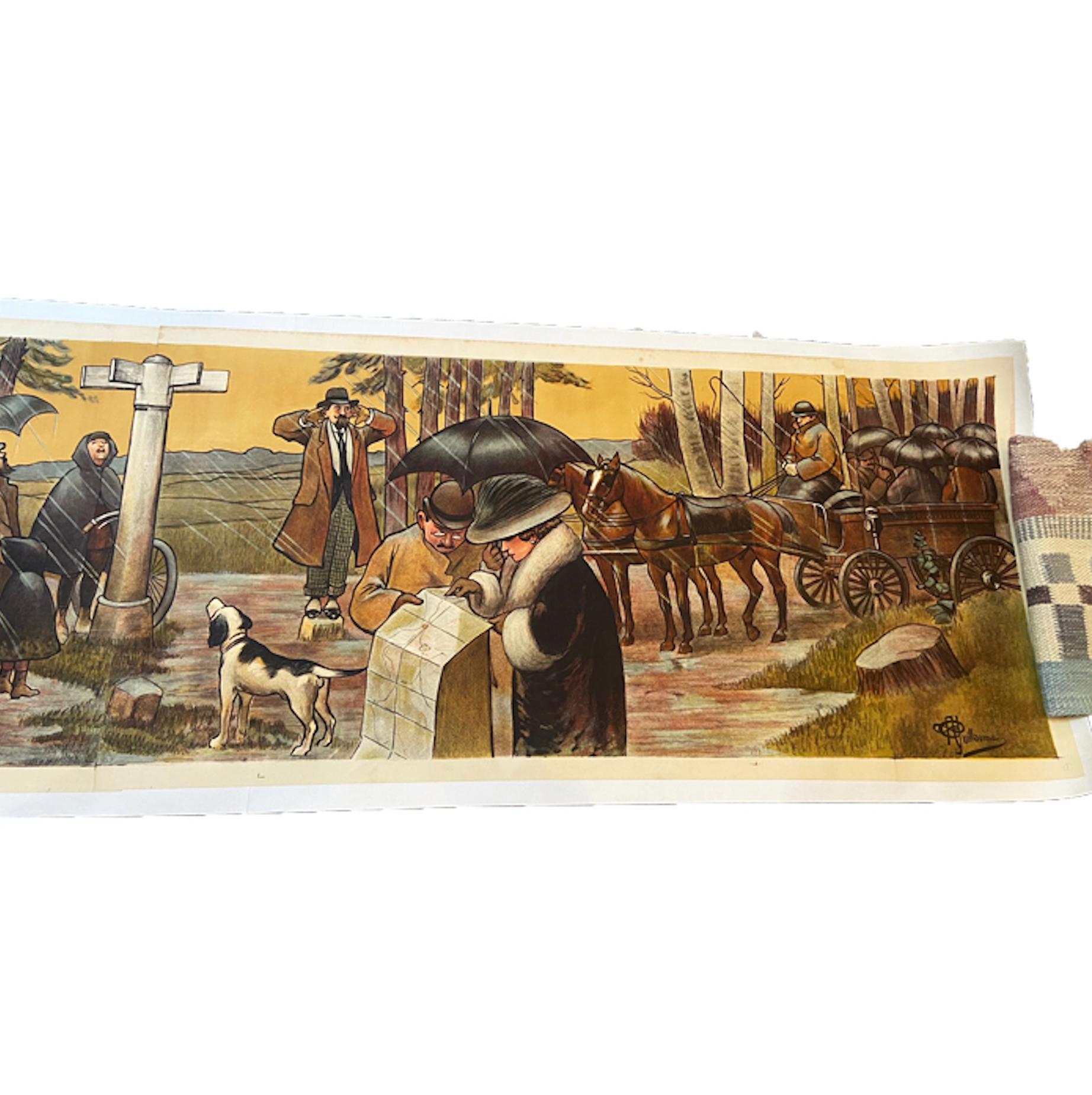 Affiche originale vintage « Scene with Horse and Dog » d'Albert Guillaume Bon état - En vente à Sag Harbor, NY