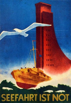Original Vintage Seefahrt Ist Not Poster Sea Quote Navy Shipping Is A Necessity
