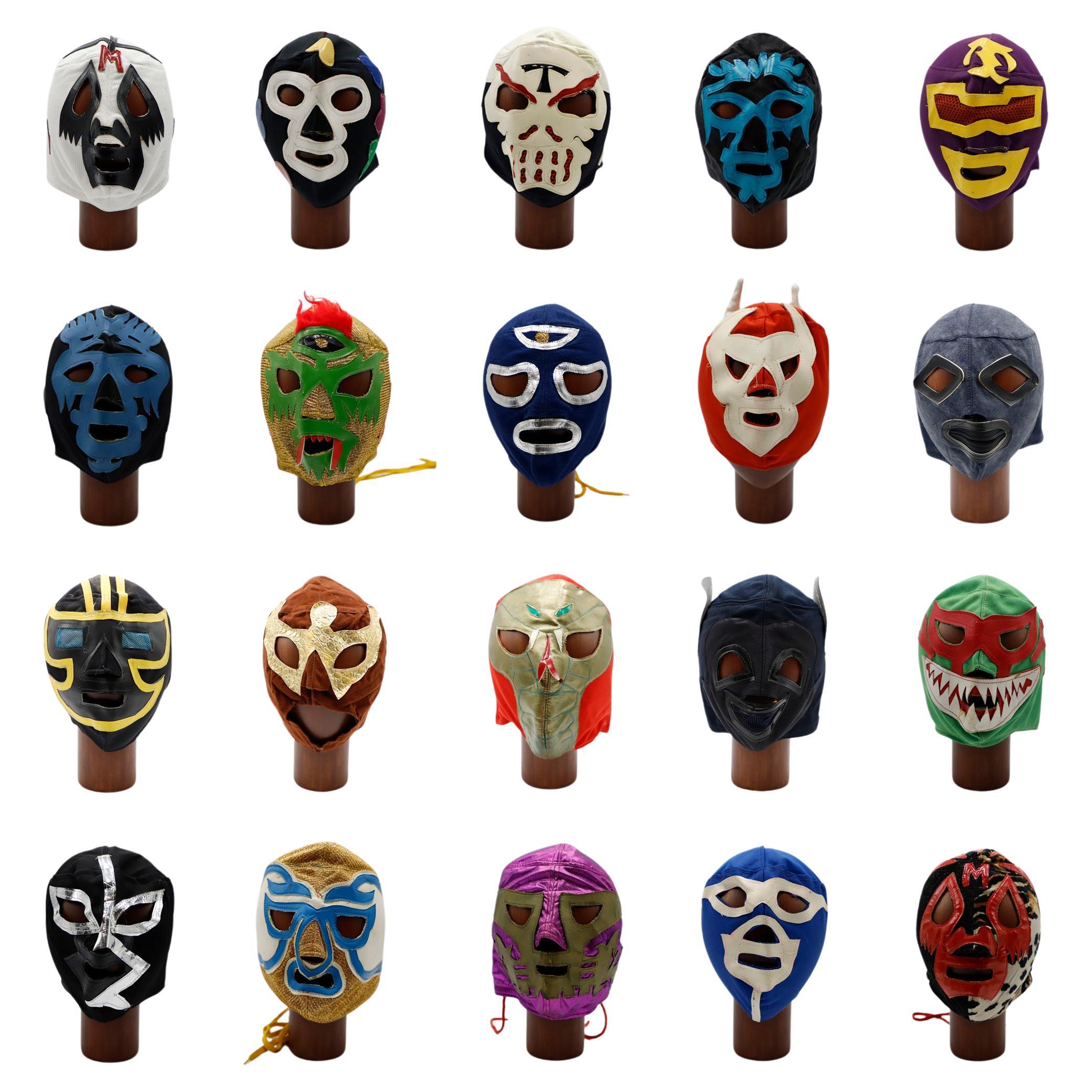 Original Vintage Set of 20 Mexican Wrestling Masks