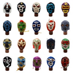 Original Conjunto Vintage de 20 Máscaras de Lucha Libre Mexicana