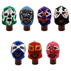 Original Vintage Set of 7 Mexican Children Wrestling Masks