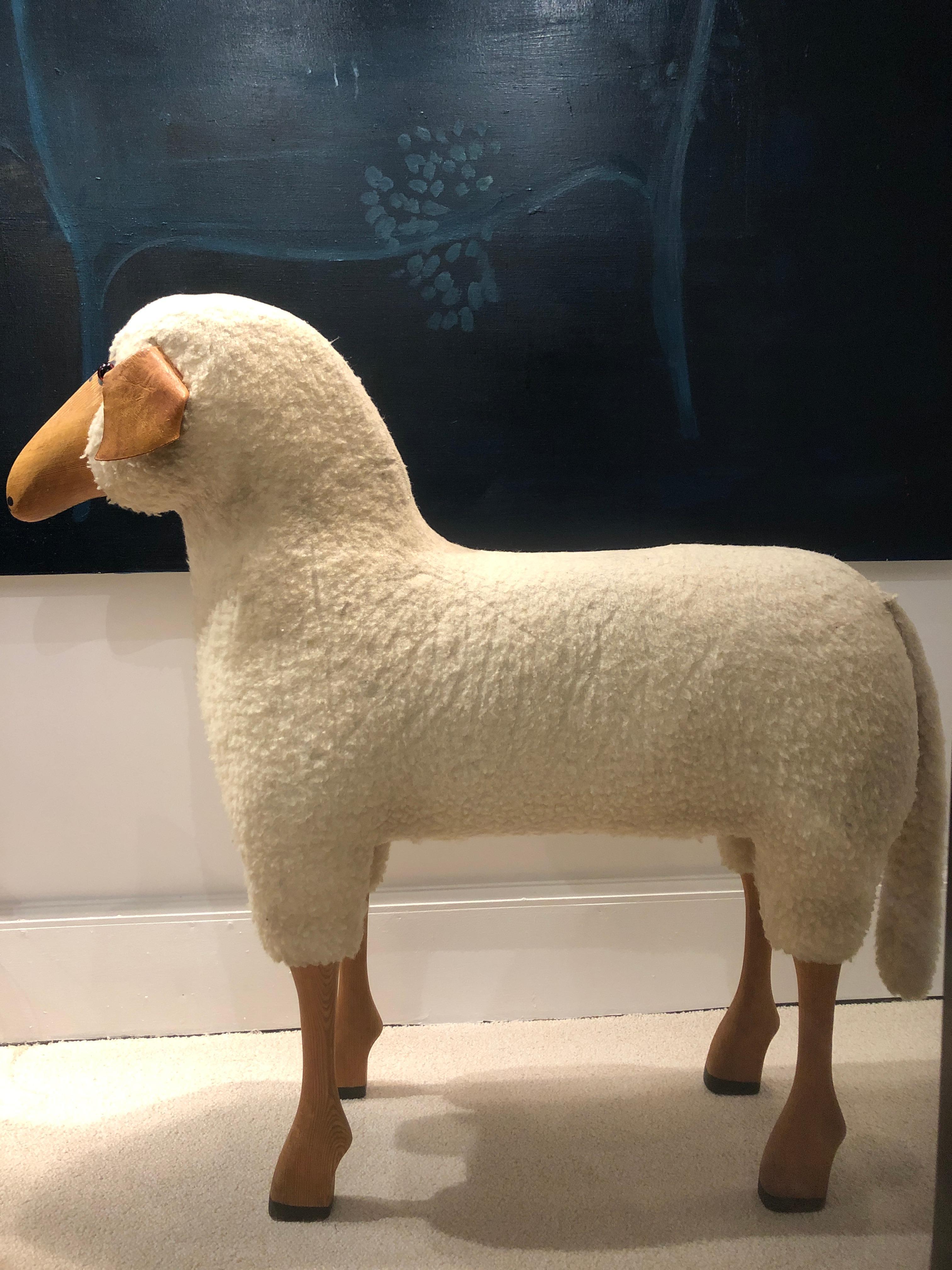 Handcrafted sheep by Hans-Peter Krafft for German company Meier. The sheep is suitable as original seating or for decoration like a Lalanne's sheep.
This original life seize sheep is a collector's item and will adds so much character and a