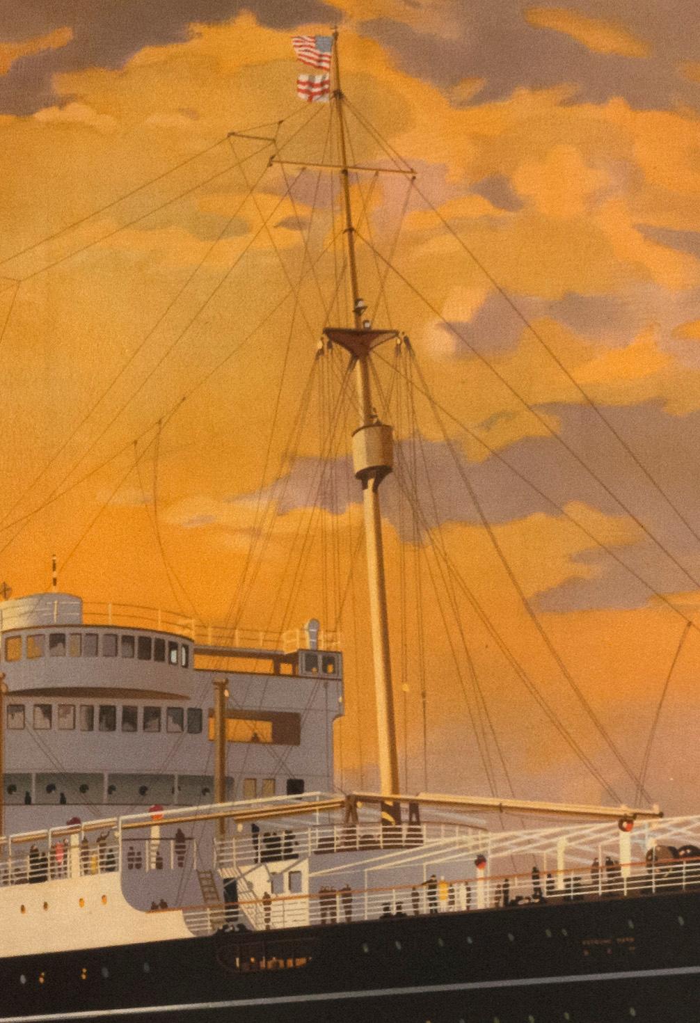 English Original 1928 NYK Shipping Poster of the Asama Maru by Harry Hudson Rodmell