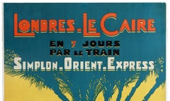 Original Vintage Simplon Orient Express Railway Travel Poster London Cairo Egypt