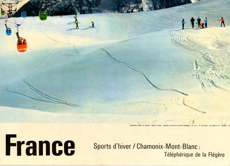 French Original Vintage Ski Poster Chamonix Mont Blanc France Winter Sports d'Hiver For Sale